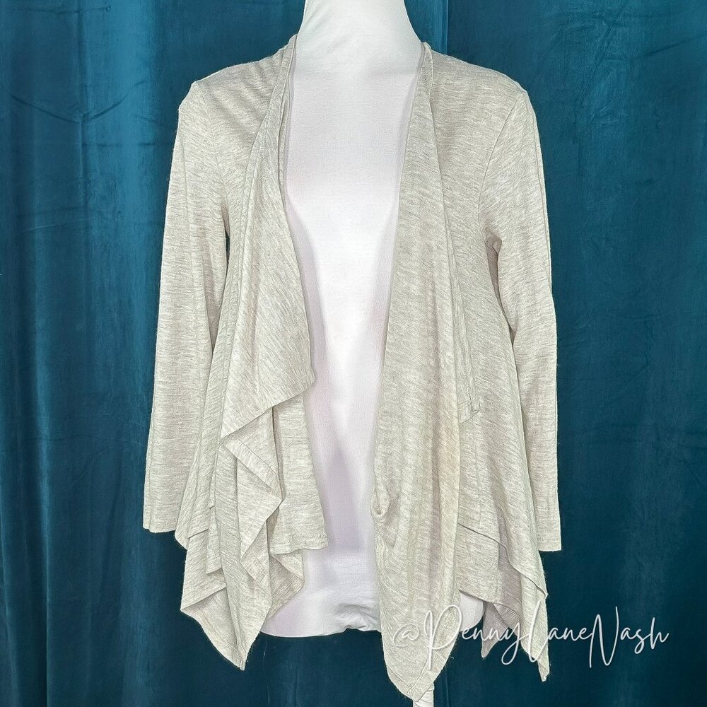 Pursue Draped Open Front Cardigan Sweater Medium M Cream